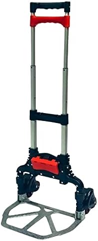 Magna Cart Stair Climbing 6-Wheel Folding Aluminum Hand Truck Dolly Cart with Tote Attachment Ideal for Moving Boxes, Groceries, Heavy Equipment, Red