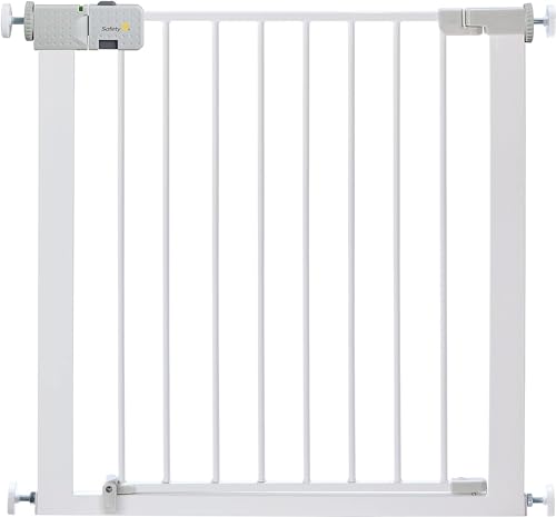 Safety 1st SecureTech Metal Gate, Pressure Fit Safety Gate, Baby Gate for Stairs and Doors, for Widths 73 to 80 cm, extendable up to 136 cm with extensions sold separately, Metal White