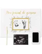 Janazur Journal de Grossesse a remplir Kit d&#39;Empreintes Bébé, Livre de Grossesse Calendrier Les premières Fois de Bébé - Carnet de Grossesse Checklist Baby Shower - Cadeau Future Maman Souvenirs