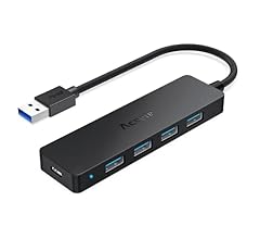 Aceele HUB USB 3.0 5 Ports（Avec alimentation）, Ultra-Fin avec 4 Ports de données type 3.0, SuperSpeed 5Gb/s, Micro USB Port…