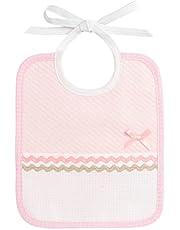 FILET - Babero en Suave Tejido Design Losanghe Rosa con Bolsillo en Tela Aida para Bordar, Ideal para Proteger los Vestidos de Su Niña, 100% Made in Italy, Color Rosa