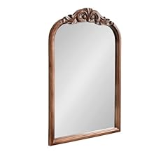 Kate and Laurel Arendahl Traditional Arch Wall Mirror, 24 x 36, Walnut Brown, Vintage Baroque-Inspired Wooden Arched Bathro…