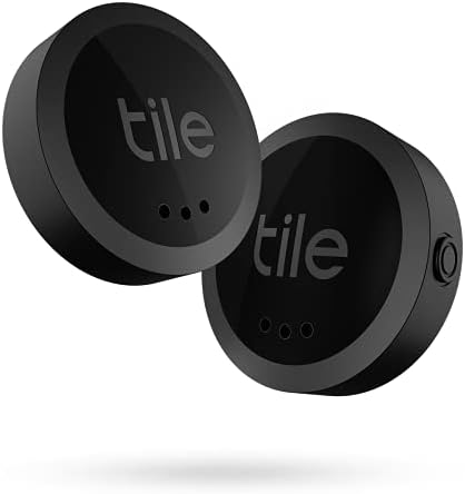 Tile Sticker 2-Pack. Small Bluetooth Tracker, Remote Finder and Item Locator, Pets and More; Up to 250 ft. Range. Water-Resistant. Phone Finder. iOS and Android Compatible,Black