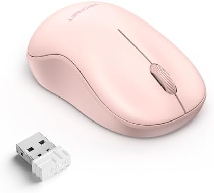 TECKNET Wireless Mouse for Laptop, 2.4G Silent Mouse Quiet Click, Small Portable Computer Mouse, 5 DPI Levels, Cordless Mice for PC, Chromebook, Mac - Pink