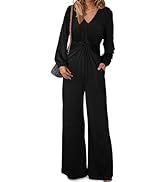 Happy Sailed Jumpsuits for Women Dressy Formal V Neck Twist Front Wedding Guest Jumpsuit Outfits ...