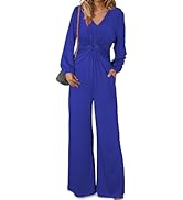 Happy Sailed Jumpsuits for Women Dressy Formal V Neck Twist Front Wedding Guest Jumpsuit Outfits ...