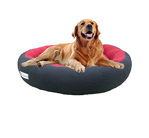 Gorgeous Poofy Dog And Cat Bed Small Size Round Shape Fleece Fabric Ultrasoft Micro Fiber Filling For Extra Comfort Dual Colo