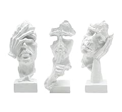 aboxoo 3 Pcs Thinker Statue, Silence is Gold Abstract Art Figurine, No Hear No See No Speak Modern Home Resin Sculptures De…