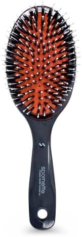 Spornette Classic Cushion Hair Brush, Boar & Ball-Tipped Nylon Bristles - Lightweight Oval Handle Brush for Straightening, Styling, Setting & Detangling - All Hair Types on Men, Women and Children