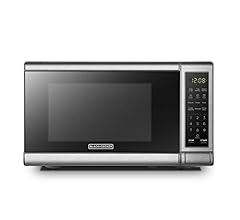 BLACK+DECKER EM720CB7 Digital Microwave Oven with Turntable Push-Button Door, Child Safety Lock, 700W, Stainless Steel, 0.7…