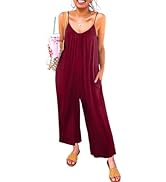 Happy Sailed Women's Casual Sleeveless Front Button Loose Jumpsuits Stretchy Long Pants Romper wi...