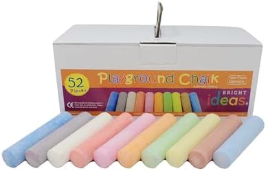 Bright Ideas PK52 10cm Giant Playground Chalk, Assorted Coloured Playground Chalk for Children, Bright Washable Sidewalk, Pavement, Blackboard Chalk 52 Assorted Chalk Sticks. BI8014