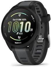 Garmin Forerunner 165, Lichtgewicht GPS hardloophorloge, AMOLED Beeldscherm, Nauwkeurig tempo, afstand en hartslag, aanpasbare trainingsschema&#39;s, tot 11 dagen batterij, Black-Slate Grey