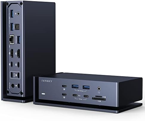 iVANKY FusionDock Max 1 Dual Thunderbolt 4 Chips, 20-in-1 Quad 6K@60Hz Monitor MacBook Docking Station, 40Gbps Dock for Mac M1/M2/M3 Pro/Max, 2HDMI 2.0, 96W PD, 10Gbps USB, 2.5 GbE, SD/TF 4.0