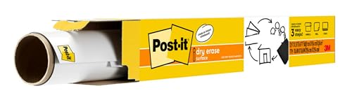 Post-it Dry Erase Whiteboard Film Surface for Walls, Doors, Tables, Chalkboards, Whiteboards, and More, Removable, Stain-Proof, Easy Installation, 3 ft x 2 ft Roll (DEF3x2)