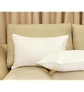 PurpleEssences Throw Pillow Cover Set of 2-12 X 20- Natural Solid Dyed Cotton Canvas Square Accen...