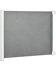 PawHut Barrera Seguridad para Perros Extensible Barrera para Mascotas con Extensión de Acero y Malla de Texteline para Escaleras y Puertas 5,5-115x5,5x82,5 cm Gris