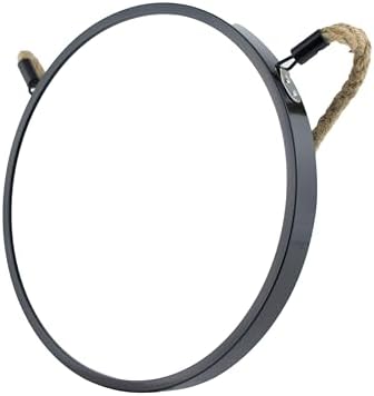 IDEËN Espejo de Pared Redondo Minimalista, Incluye Cuerda para Colgar (Negro, 30cm)