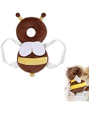 Protector de Cabeza para Bebés, Almohadillas de Seguridad Ajustables, Almohada Protección para la Cabeza del Bebe, Almohada Mochila de Protección, para Bebé Aprende a Caminar o Correr, Abeja,Marrón