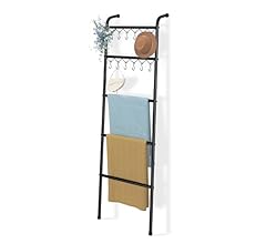 Simple Trending Blanket Ladder，5-Tier Metal Towel Rack with 12 Hooks, (79'') Metal Style Decorative Ladder for The Living R…