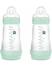 MAM Pack 2 Biberones Anticólicos, 2-4 Meses, 260ml, con Tetina 2 Flujo Medio de Silicona de Fácil Aceptación, Autoesterilizable y Fácil de Limpiar, MAM Easy Start Anti-Colic, Azul Brillante, 2uds