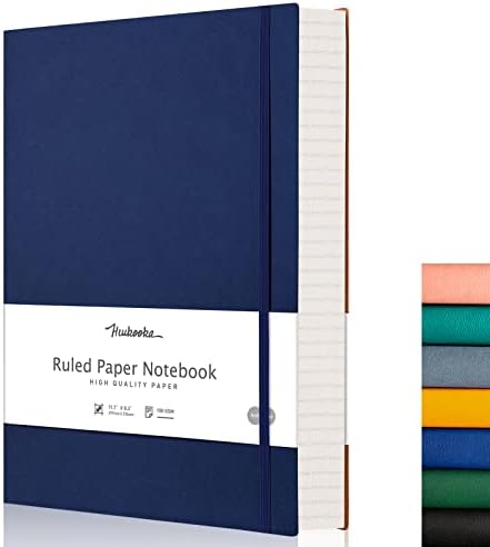 HIUKOOKA Notebook A4 Thick Journal Ruled Notebooks A4 with Premium 100GSM Paper, Faux Leather Softcover Large Lined Notepad Classic Writing Pads A4 Note Book, 320 Pages (160 Sheets), 21× 29.7 cm, Blue