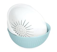 Nordic Ware 2-in-1 Colander Bowl Set, White and Sea Glass