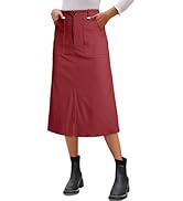 Happy Sailed Women’s High Waist Split A Line Corduroy Skirt Casual Fall Midi Skirts with Pockets