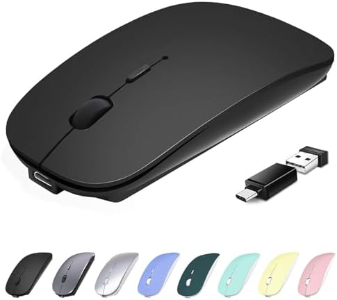 Wireless Mouse for Surface Pro Mac Book Pro Air, USB Mouse Wireless Computer Mouse Bluetooth Type C for iMac Laptop, Small Poratble Rechargeable Mouse USB C for Travel