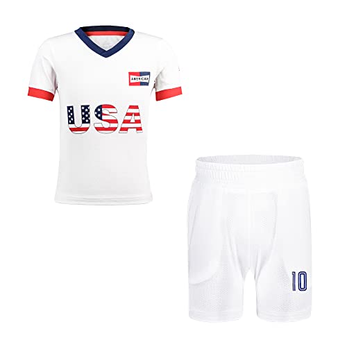 Unique Kids Soccer Uniforms for Boys 5-6 USA Soccer Clothes for Girls US Soccer Outfits (US,6T)