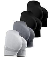 CHRLEISURE Women's 4 Packs Workout Gym Shorts, High Waisted Butt Lifting Scrunch Butt Seamless Bo...