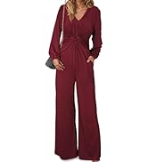 Happy Sailed Jumpsuits for Women Dressy Formal V Neck Twist Front Wedding Guest Jumpsuit Outfits ...