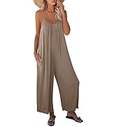 Happy Sailed Womens Casual Jumpsuits Loose Overalls Summer Sleeveless Stretchy Wide Leg Long Pant...