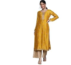 Libas Women Embellished Silk Straight Kurta