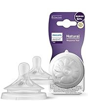 Philips Avent Lot de 2 tétines pour biberon à Réponse Naturelle 0% BPA, Débit 5 pour Bébé de 6 mois + (modèle SCY965/02)