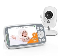 BOIFUN 720P Babyphone Camera, Écran IPS, Vision Nocturne Infrarouge Invisible, Zoom 3X, Détection de Température, VOX, Pas …