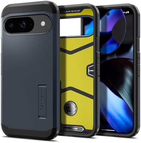 Spigen Tough Armor Designed for Pixel 9 case/Pixel 9 Pro case (2024) [Military-Grade Protection] [Kickstand] - Metal Slate