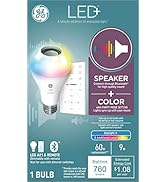 GE Lighting LED+ Color Changing Speaker LED Light Bulb with Remote, Daylight + Multicolor, A21 St...