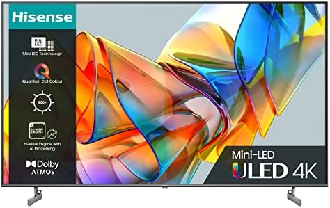 Hisense 55 Inch ULED Mini-LED TV 55U6KQTUK - Quantum Dot Colour, Dolby Vision IQ, VIDAA Smart TV, and Youtube, Freeview Play, Netflix and Disney+ (2023 Model)