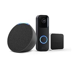 Blink Video Doorbell, Black + Sync Module 2, Works with Alexa + Echo Pop, Charcoal - Smart Home Starter Kit