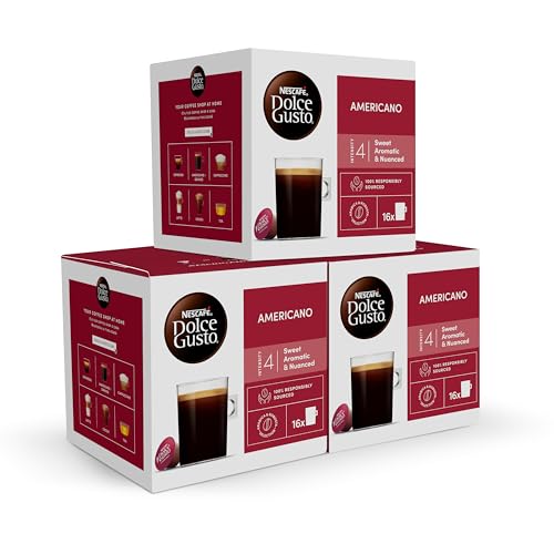 NESCAFÉ Dolce Gusto Lungo Americano, 48 cápsulas- Café 100% arábica , Intensidad 4 (3 pack x 16)