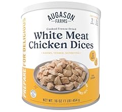 Augason Farms Freeze-Dried White Meat Chicken 100% Real Precooked Chicken Long-Term Food Storage Large Can, 16 oz