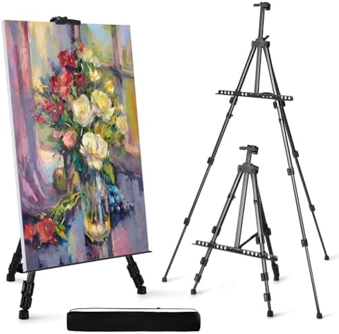 Artify Easel for Painting, Double-Tier Easel Stand, Adjustable Height from 22-66 Inches, Tripod for Painting and Display with Carrying Bag, 66 Inches, Black