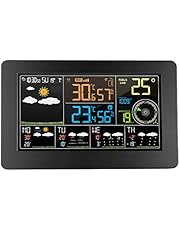 ACMHNC Wifi-weerstation, app-bediening, smart wifi, thermometer, binnen-/buitentemperatuur, windmeter, regenmeter, luchtvochtigheid, luchtdruk, lcd-kleurendisplay, radioklok