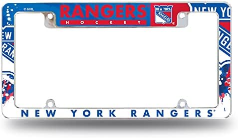 Rico Industries NHL New York Rangers Primary 12" x 6" Chrome All Over Automotive License Plate Frame for Car/Truck/SUV