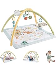 Fisher-Price Sensimals Gimnasio infantil Simply Senses Alfombra de actividades con juguetes sensoriales para bebé recién nacido (Mattel HRB15)