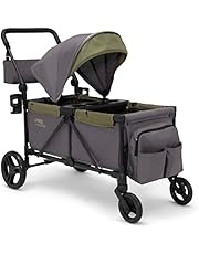 Jeep Sport All-Terrain Stroller Wagon by Delta Children - Includes Canopy, Parent Organizer, Adjustable Handlebar, Snack Tray &amp; Cup Holders, Grey/Olive Green