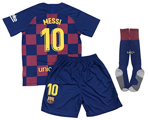 New 2020 Messi Home Jersey Shorts & Socks for Kids/Youths (Large 9-10 Years Old) White