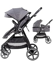 Carrito Bebe 2 en 1 Interbaby | Silla Paseo desde Nacimiento hasta 48 meses o 22 kg | Capazo Acolchado, Amortiguadores, Asiento Ajustable | Cochecito bebe Modelo Versa Gris