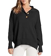 ANRABESS Women's Long Sleeve Button Up V Neck Collar Drop Shoulder Sweaters Fall Oversized Knit P...